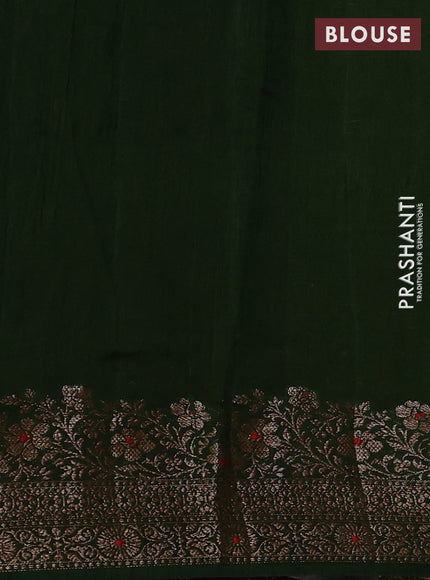 Banarasi semi matka silk saree sap green with allover thread & zari woven buttas and woven border