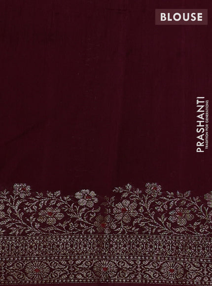 Banarasi semi matka silk saree wine shade with allover thread & zari woven buttas and woven border