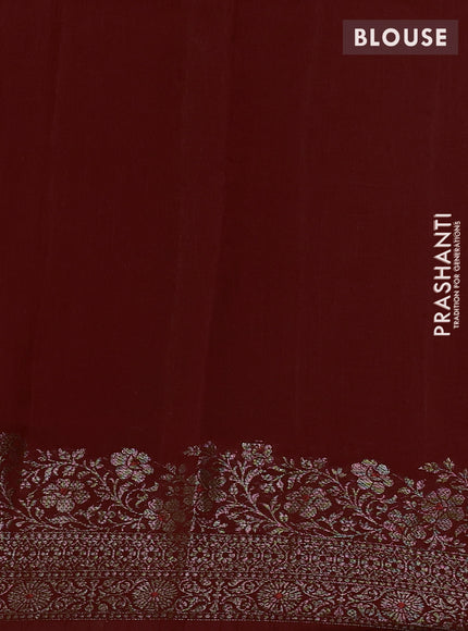 Banarasi semi matka silk saree kumkum red with allover thread & zari woven buttas and woven border