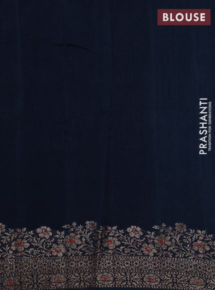 Banarasi semi matka silk saree peacock blue with allover thread & zari woven buttas and woven border