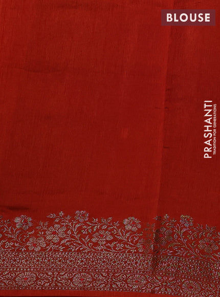Banarasi semi matka silk saree rustic orange with allover thread & zari woven buttas and woven border