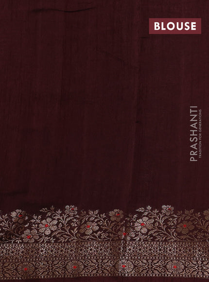 Banarasi semi matka silk saree coffee brown with allover thread & zari woven buttas and woven border