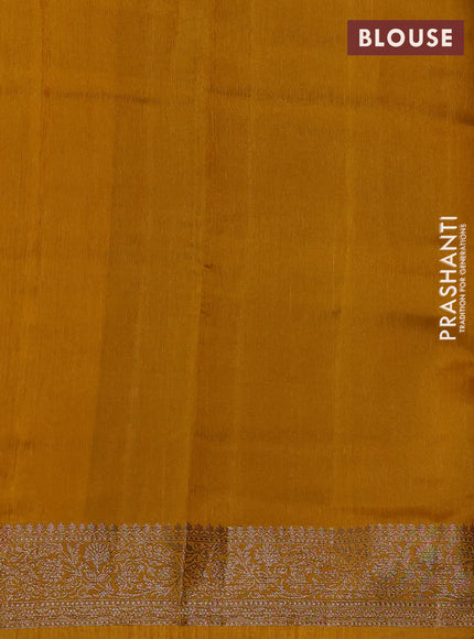 Banarasi semi matka silk saree mustard yellow with allover thread & zari weaves and woven border
