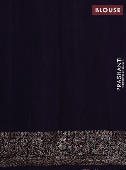 Banarasi semi matka silk saree navy blue with allover thread & zari weaves and woven border