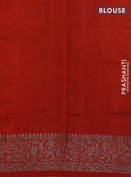 Banarasi semi matka silk saree rust shade with allover thread & zari weaves and woven border