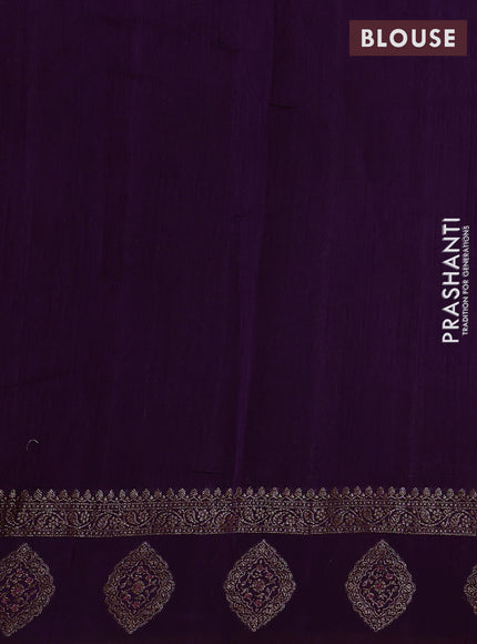 Banarasi semi matka silk saree violet with allover thread & zari woven buttas and woven border
