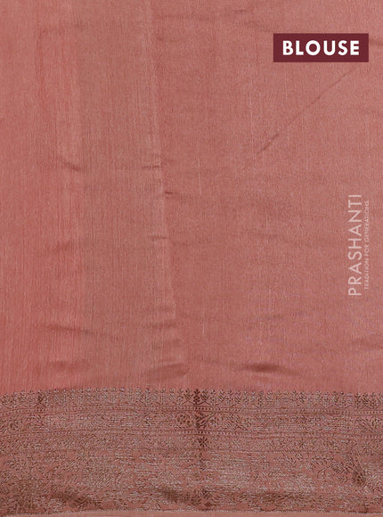 Banarasi semi matka silk saree rustic orange and mild peach with allover thread & zari weaves and woven border