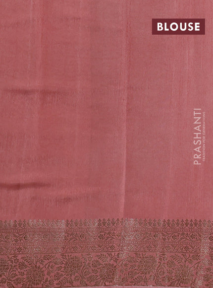 Banarasi semi matka silk saree coffee brown and mild peach pink with allover thread & zari weaves and woven border