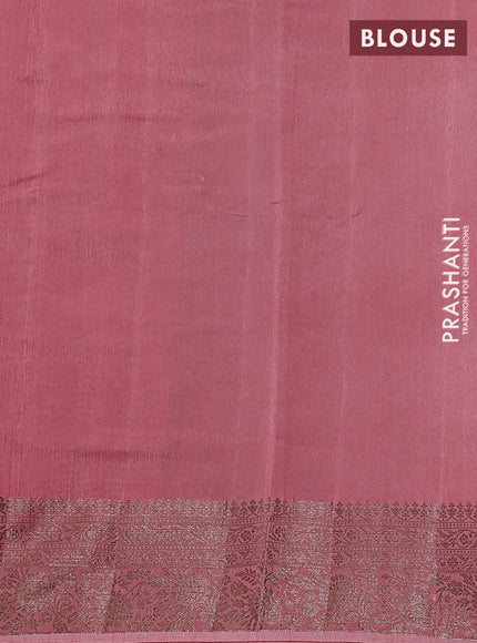 Banarasi semi matka silk saree maroon and mild peach pink with allover thread & zari weaves and woven border