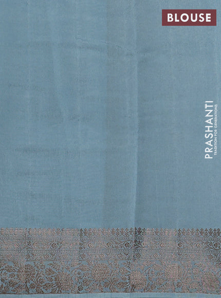 Banarasi semi matka silk saree peacock blue and pastel blue with allover thread & zari weaves and woven border