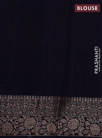 Banarasi semi matka silk saree navy blue with allover thread & zari weaves and woven border
