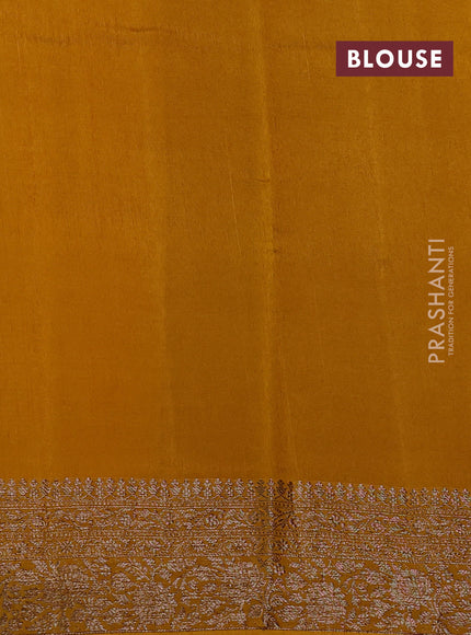 Banarasi semi matka silk saree mustard yellow with allover thread & zari weaves and woven border