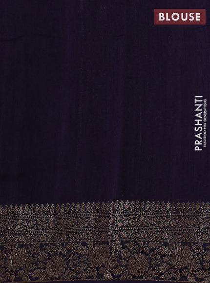 Banarasi semi matka silk saree navy blue with allover thread & zari weaves and woven border