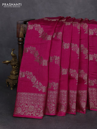 Banarasi semi matka silk saree pink with allover thread & zari weaves and woven border