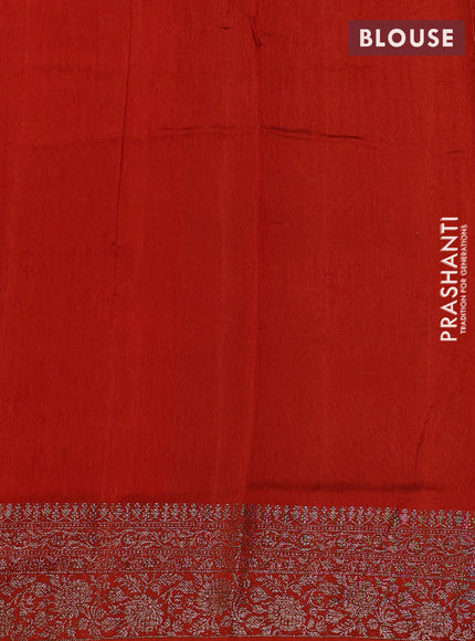 Banarasi semi matka silk saree orange with allover thread & zari weaves and woven border