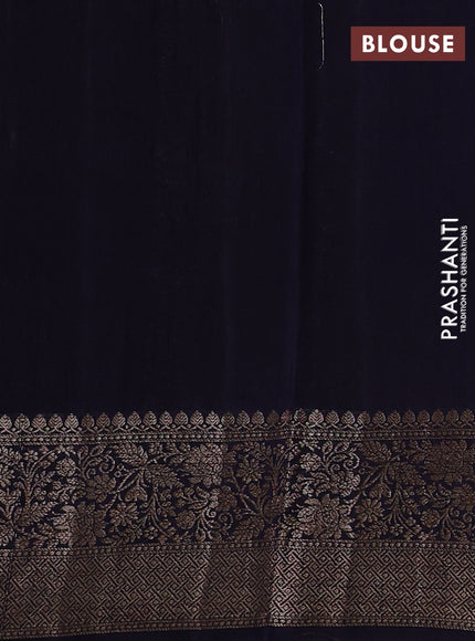 Banarasi semi matka silk saree navy blue with allover thread & zari weaves and woven border