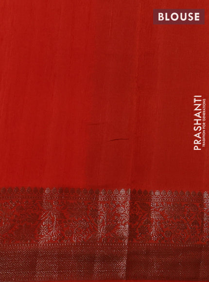 Banarasi semi matka silk saree orange with allover thread & zari weaves and woven border