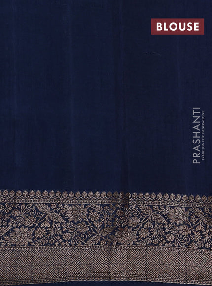 Banarasi semi matka silk saree peacock blue with allover thread & zari weaves and woven border