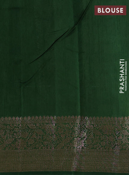Banarasi semi matka silk saree green with allover thread & zari weaves and woven border