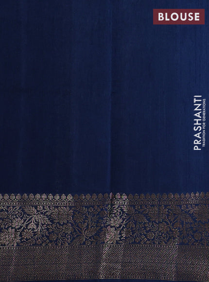 Banarasi semi matka silk saree peacock blue with allover thread & zari weaves and woven border