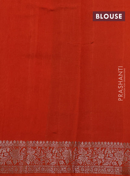 Banarasi semi matka silk saree orange with allover thread & zari weaves and woven border