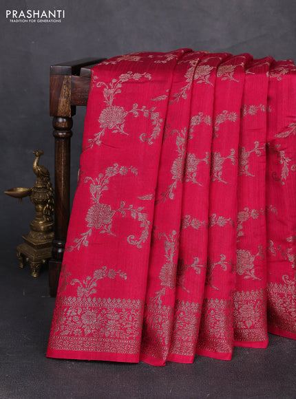 Banarasi semi matka silk saree pink with allover thread & zari weaves and woven border