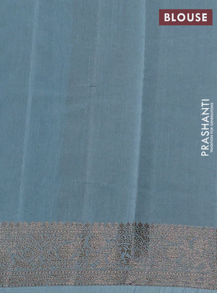 Banarasi semi matka silk saree peacock blue and pastel blue with allover thread & zari weaves and woven border