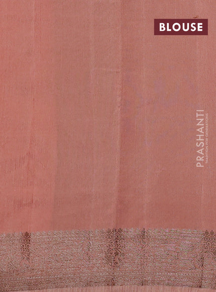 Banarasi semi matka silk saree rustic orange and pastel peach with allover thread & zari weaves and woven border