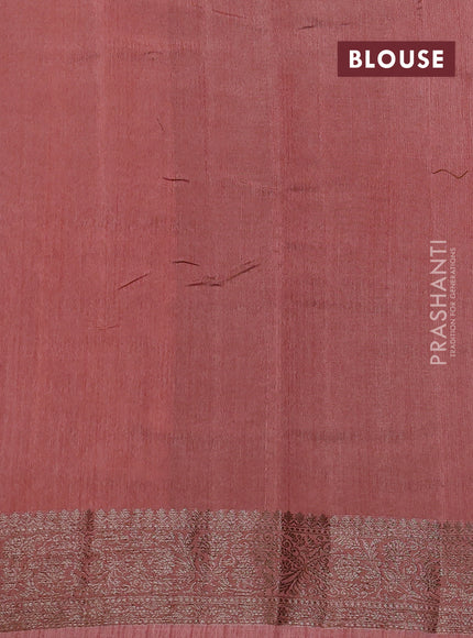 Banarasi semi matka silk saree coffee brown and peach shade with allover thread & zari weaves and woven border