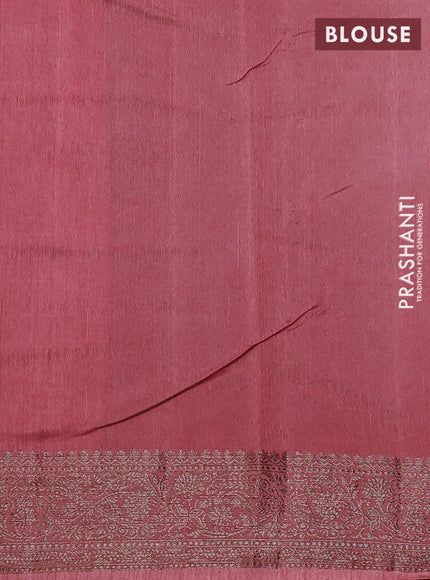 Banarasi semi matka silk saree kumkum red and mild peach pink with allover thread & zari weaves and woven border