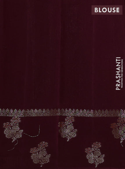 Banarasi semi matka silk saree wine shade with allover thread & zari weaves and woven border