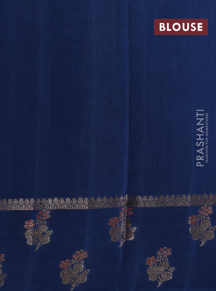 Banarasi semi matka silk saree peacock blue with allover thread & zari weaves and woven border