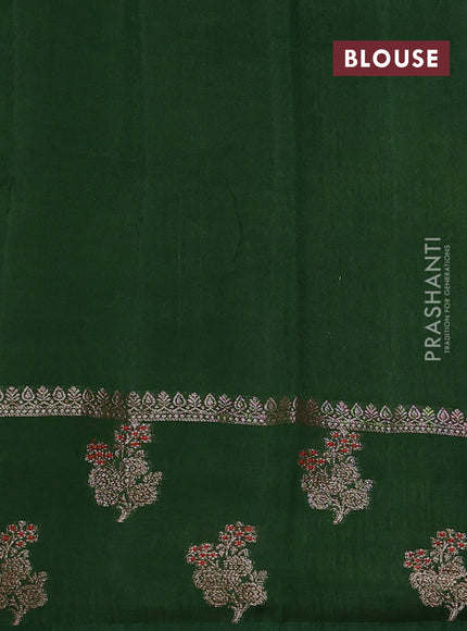 Banarasi semi matka silk saree green with allover thread & zari weaves and woven border