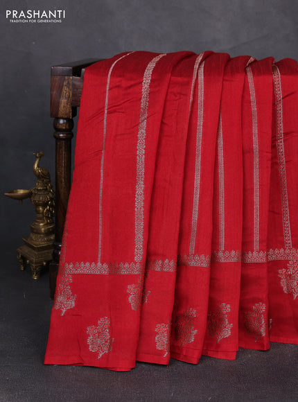Banarasi semi matka silk saree maroon with allover thread & zari weaves and woven border