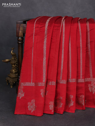 Banarasi semi matka silk saree maroon with allover thread & zari weaves and woven border