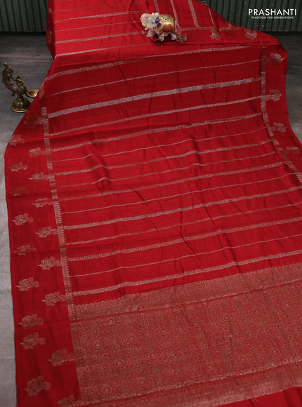 Banarasi semi matka silk saree maroon with allover thread & zari weaves and woven border