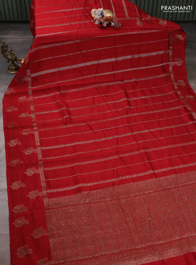 Banarasi semi matka silk saree maroon with allover thread & zari weaves and woven border