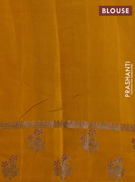 Banarasi semi matka silk saree mustard yellow with allover thread & zari weaves and woven border