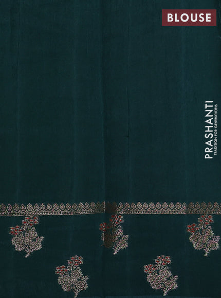 Banarasi semi matka silk saree dark green with allover thread & zari weaves and woven border
