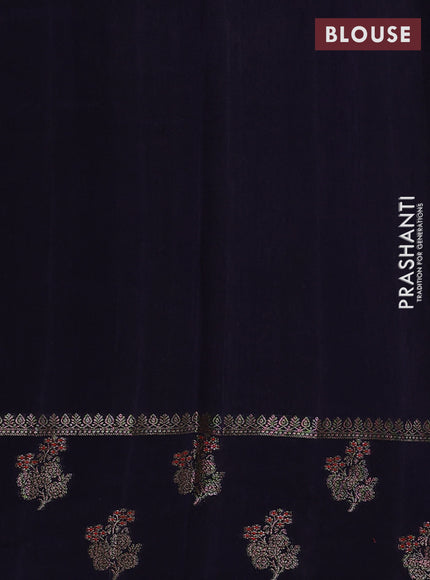 Banarasi semi matka silk saree navy blue with allover thread & zari weaves and woven border