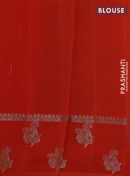 Banarasi semi matka silk saree orange with allover thread & zari weaves and woven border