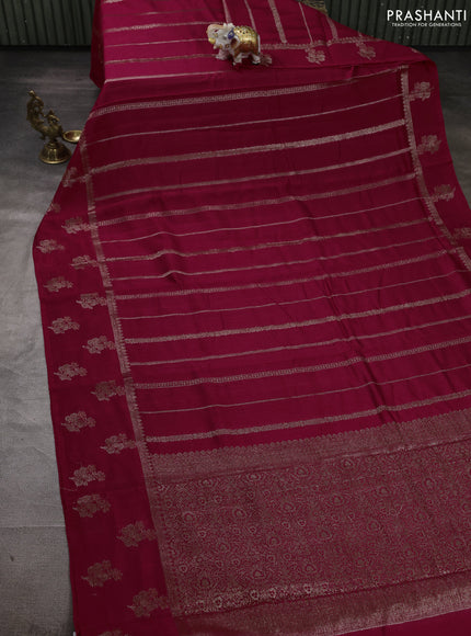Banarasi semi matka silk saree dark pink with allover thread & zari weaves and woven border