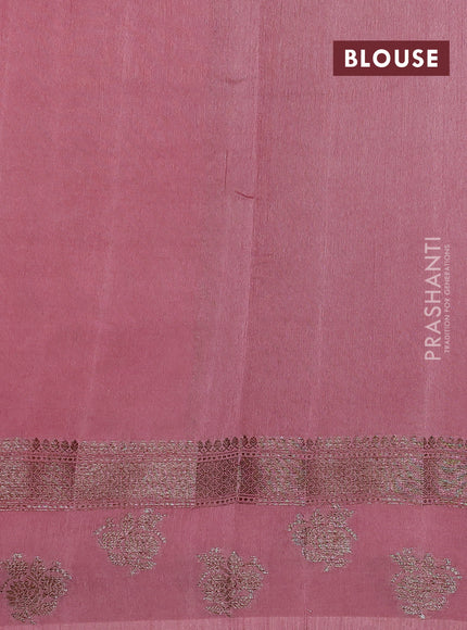 Banarasi semi matka silk saree dark pink and light pink with allover thread & zari zigzag weaves and woven butta border