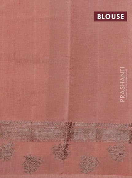 Banarasi semi matka silk saree rustic orange and peach shade with allover thread & zari zigzag weaves and woven butta border