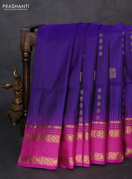 Pure soft silk saree violet and pink with allover zari woven buttas and zari woven border