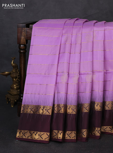 Pure soft silk saree lavender and deep wine shade with allover zari weaves & buttas and rettapet zari woven border