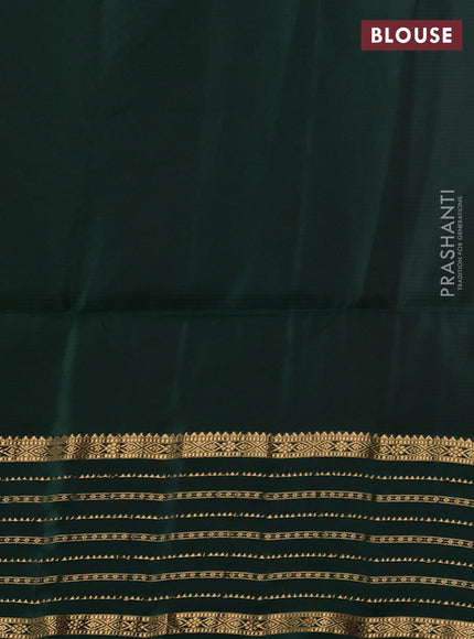 Pure soft silk saree dark pink and bottle green with allover zari woven buttas and zari woven border