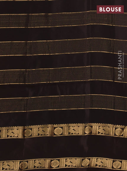 Pure soft silk saree orange and coffee brown with allover zari weaves & buttas and rettapet zari woven border