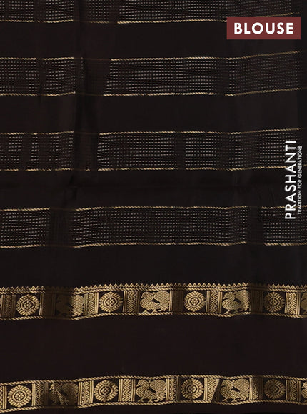 Pure soft silk saree mustard yellow and coffee brown with allover zari weaves & buttas and rettapet zari woven border