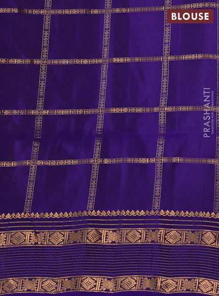 Pure soft silk saree rust shade and violet with allover zari checked pattern and zari woven border